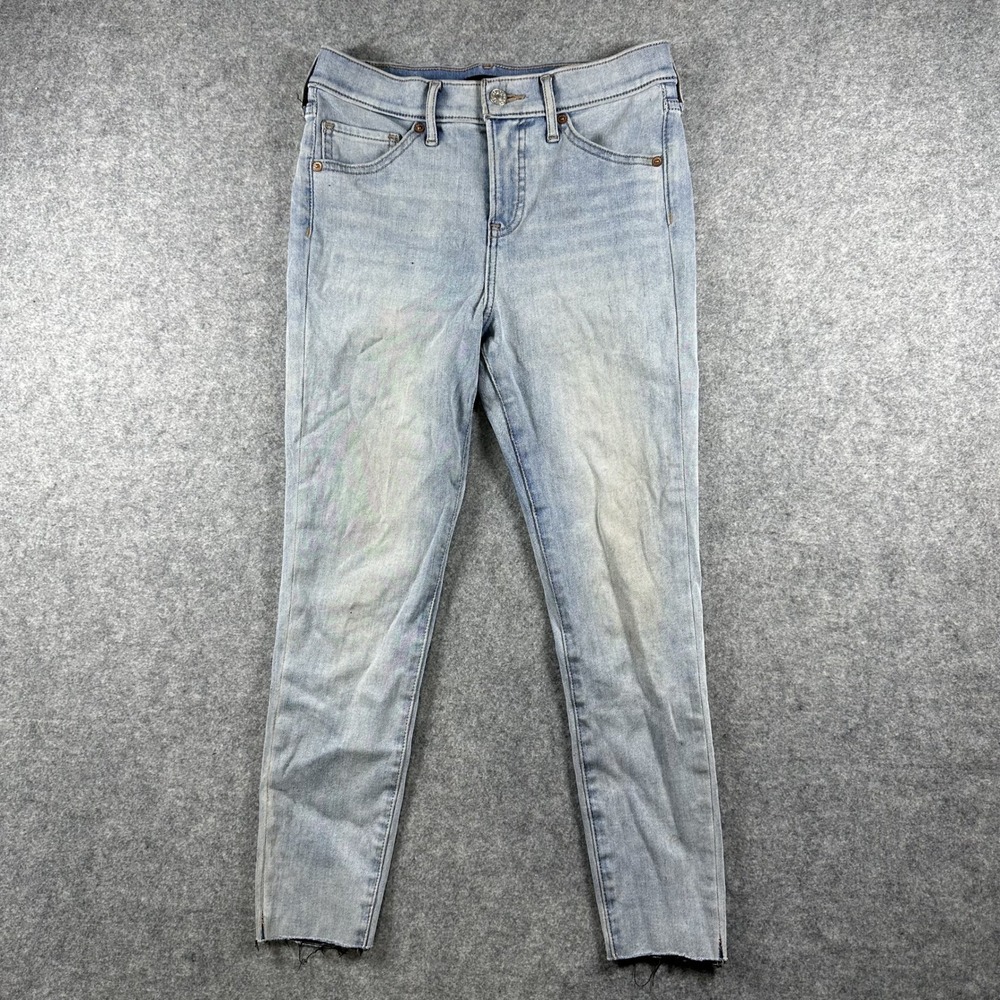 Express Mid Rise Skinny Jeans 2R Light Wash Raw Hem Denim